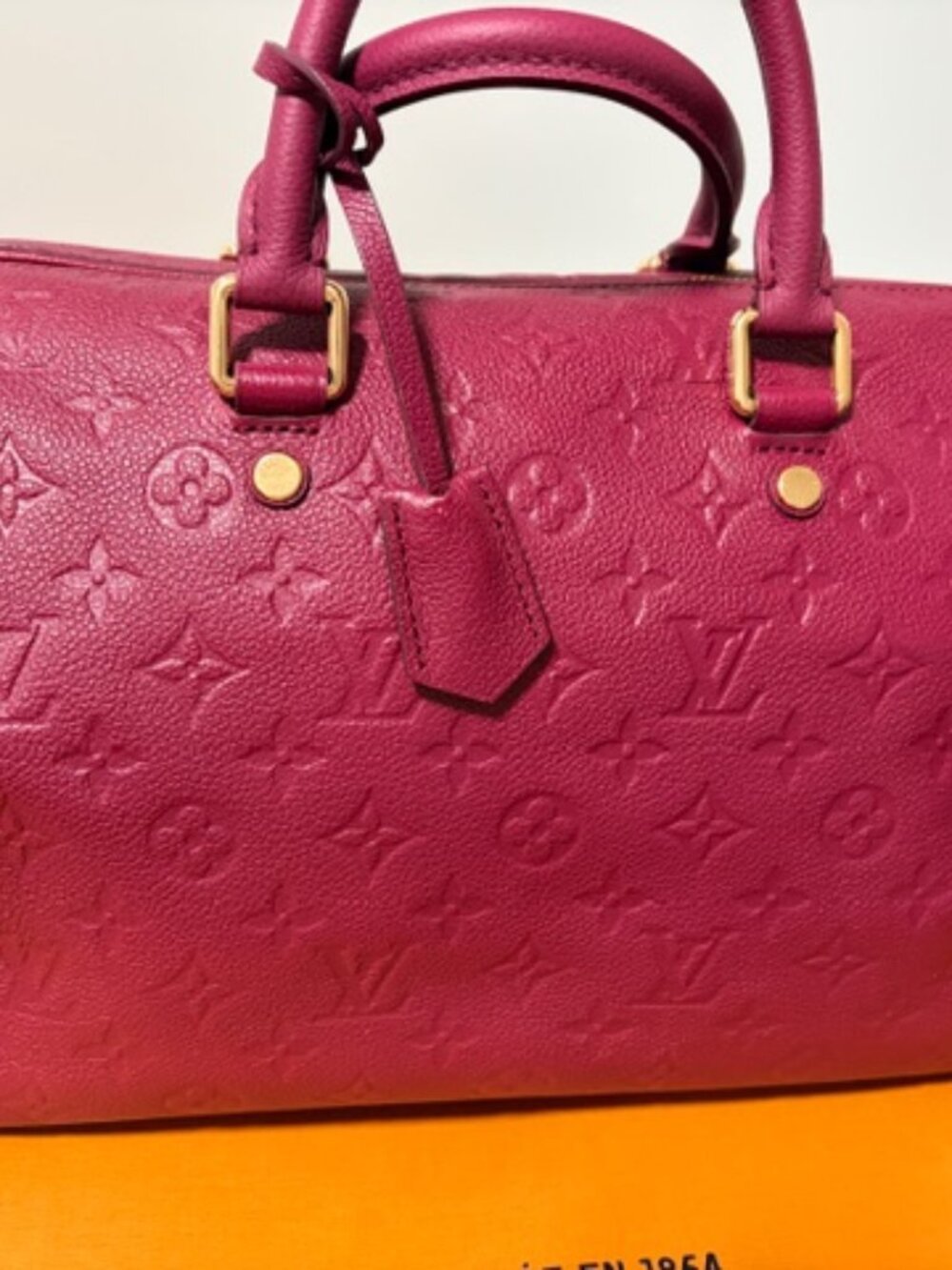 Louis Vuitton Monogram Empreinte Speedy Bandouliere 30 Bag Burgundy Vintage